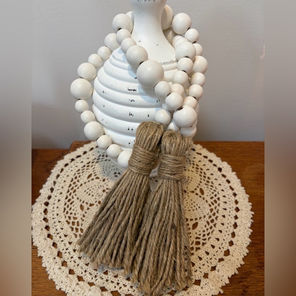 White Bead Garland - Beach, Coastal, Lake House, Farmhouse Decor, Everyday Decor